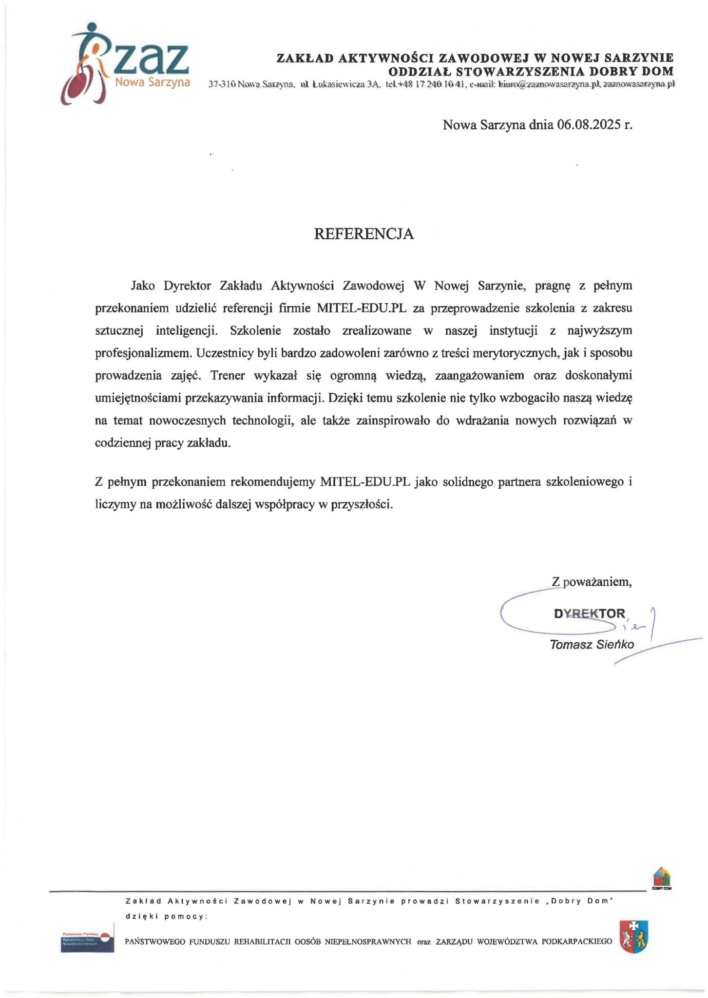 Referencje Nowa Sarzyna