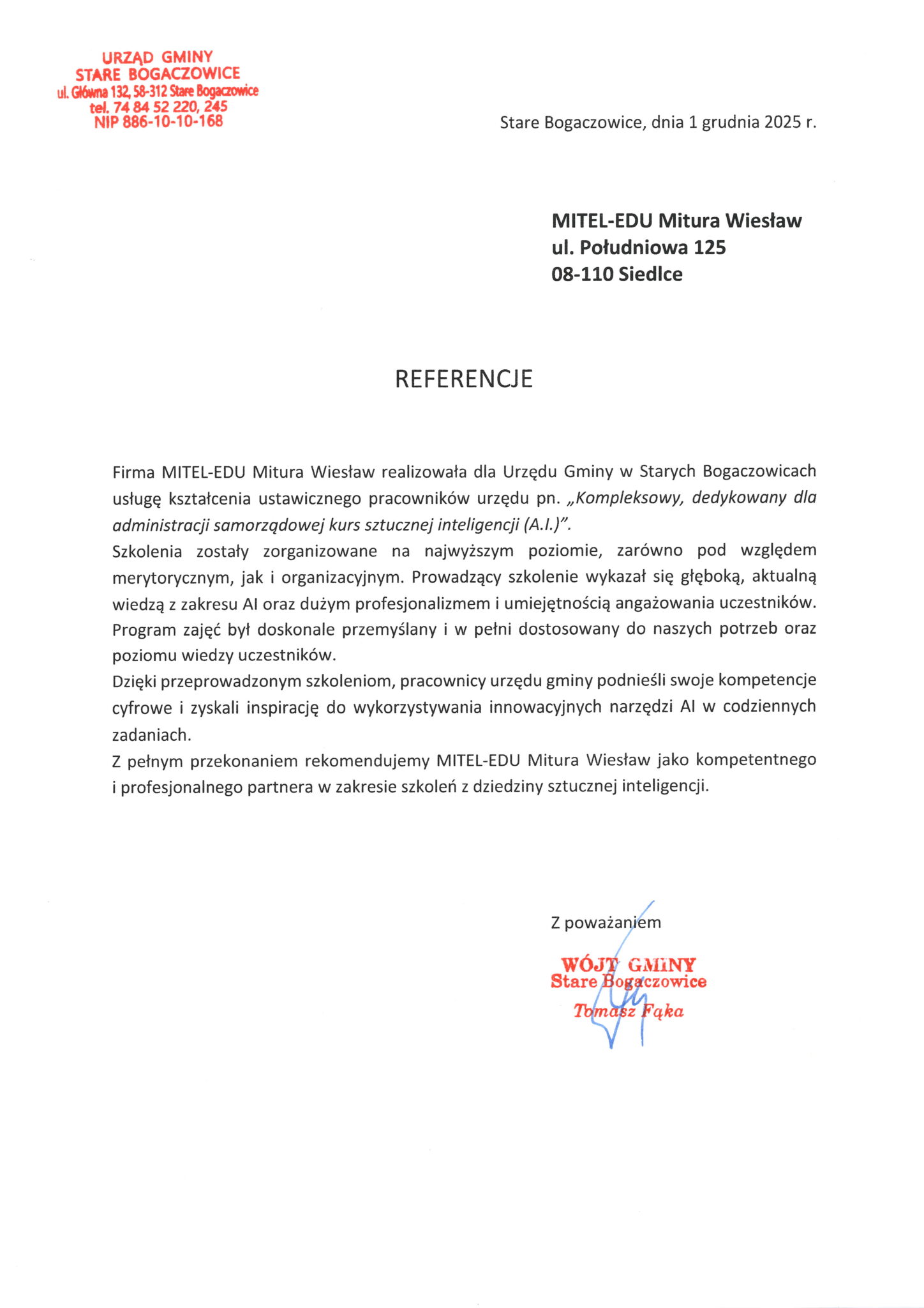 REFERENCJE STARE BOGACZOWICE